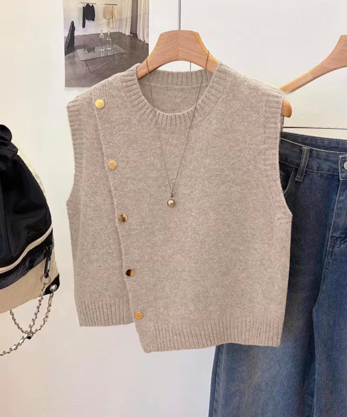 BEIGE STRICKWESTE