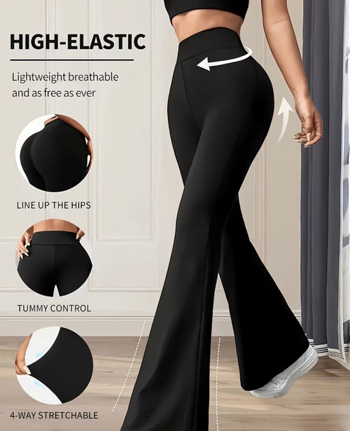 3-teiliges Damen-Set mit hoch taillierten Schlaghosen-Leggings