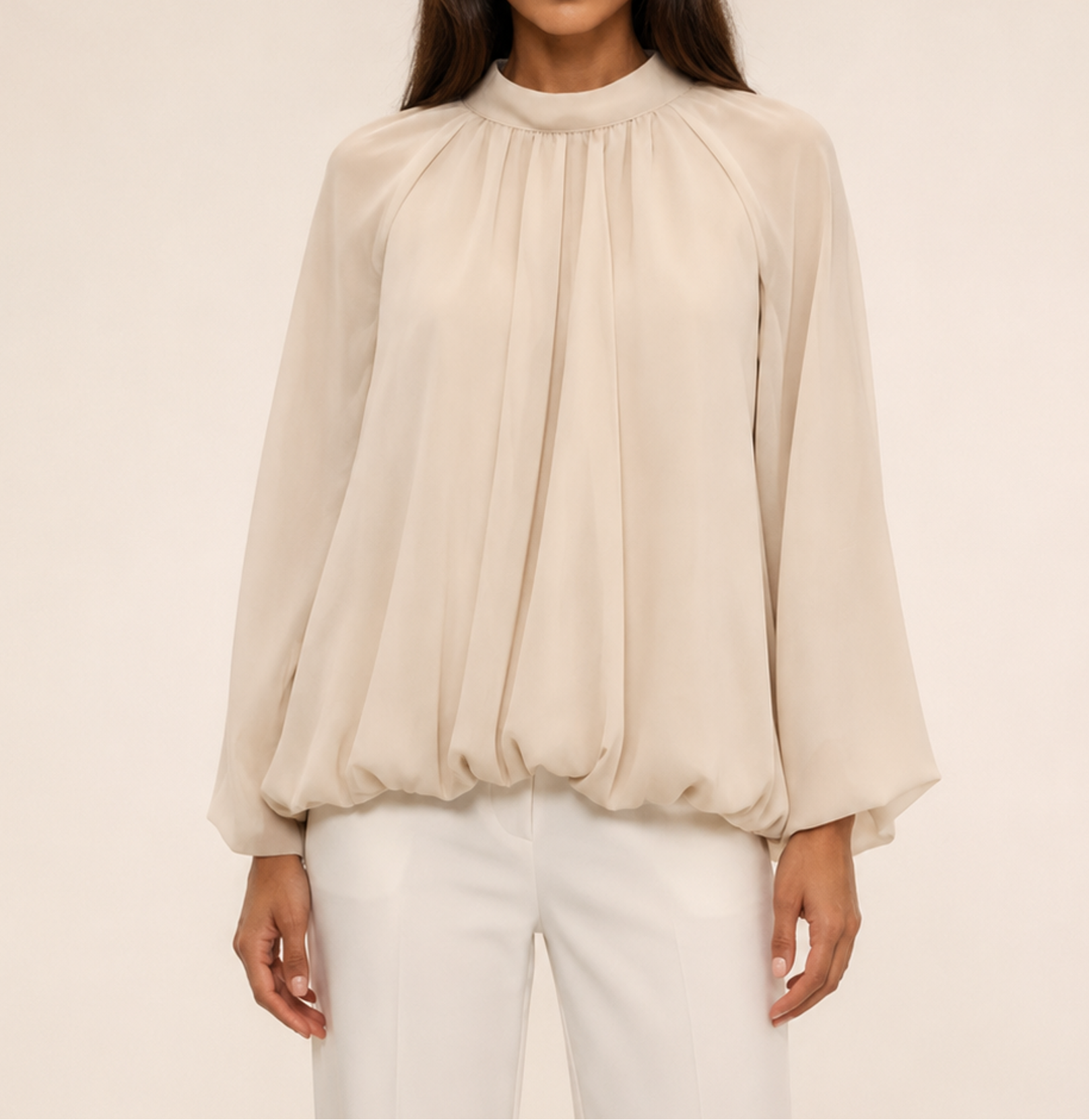 CHIFFON BLUSE BEIGE