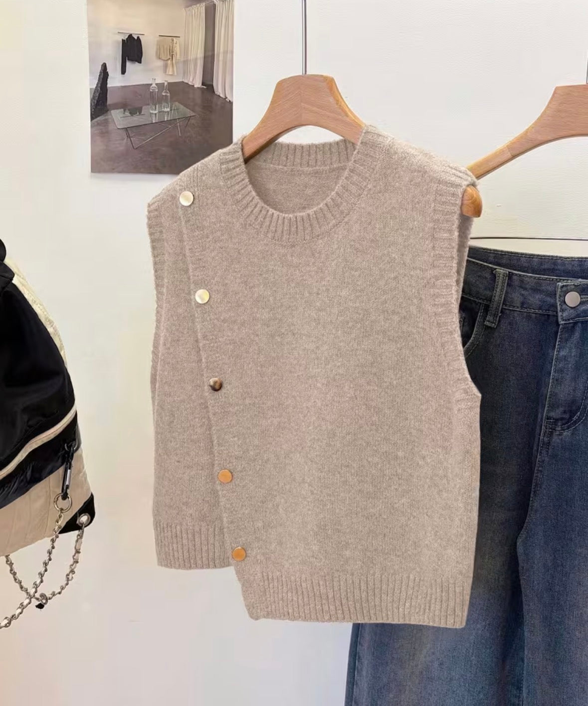 BEIGE STRICKWESTE