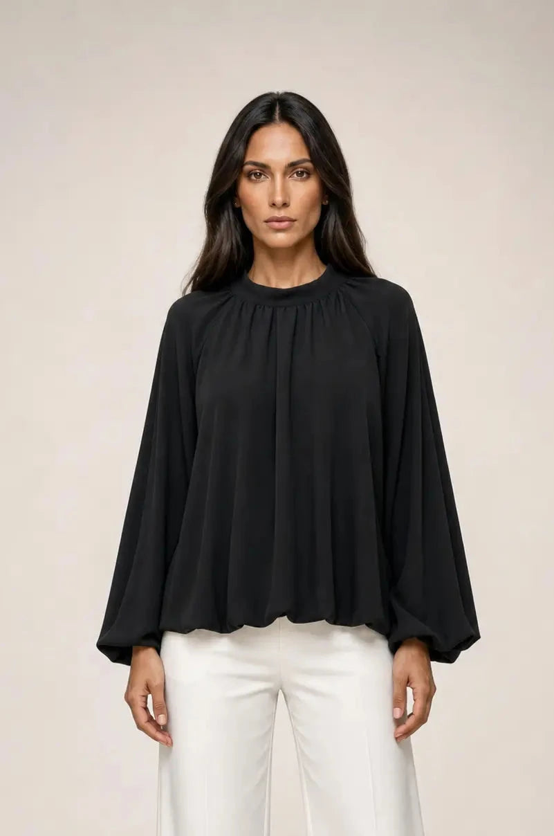 CHIFFON BLUSE SCHWARZ