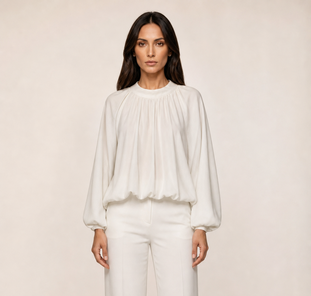 CHIFFON BLUSE WEISS