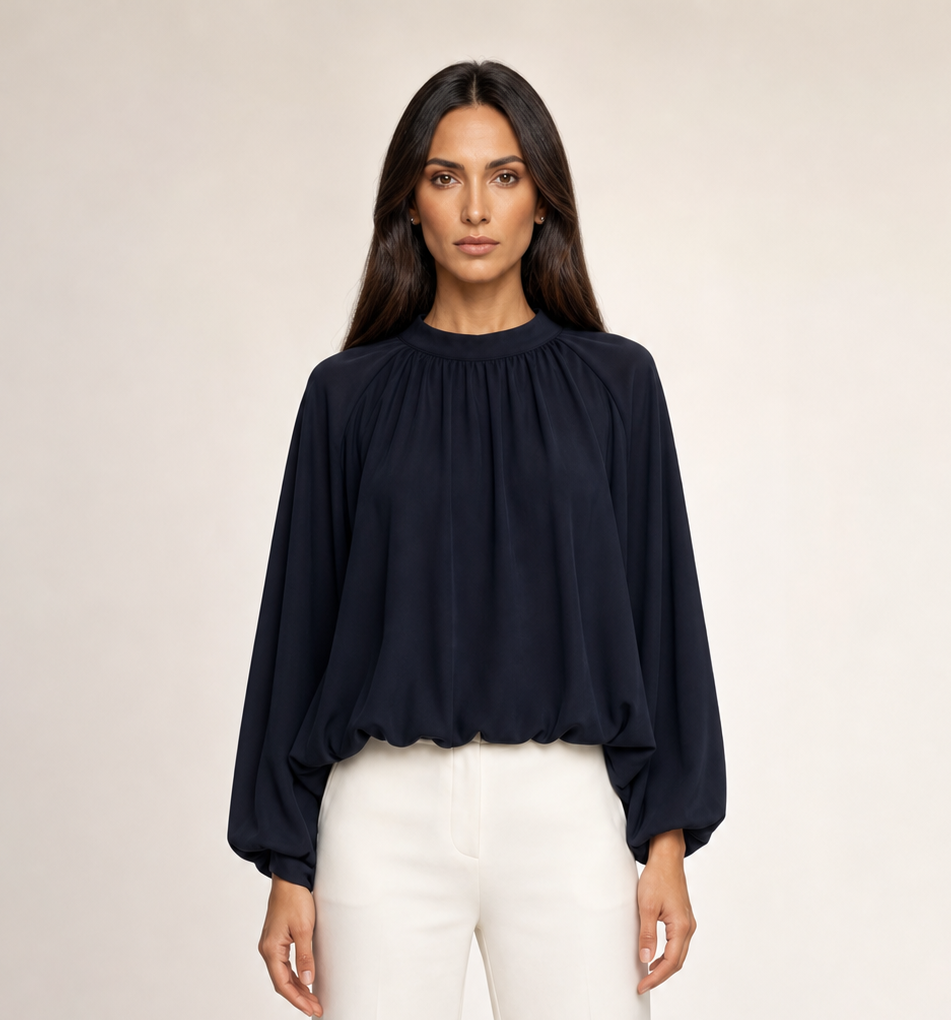 CHIFFON BLUSE NAVY